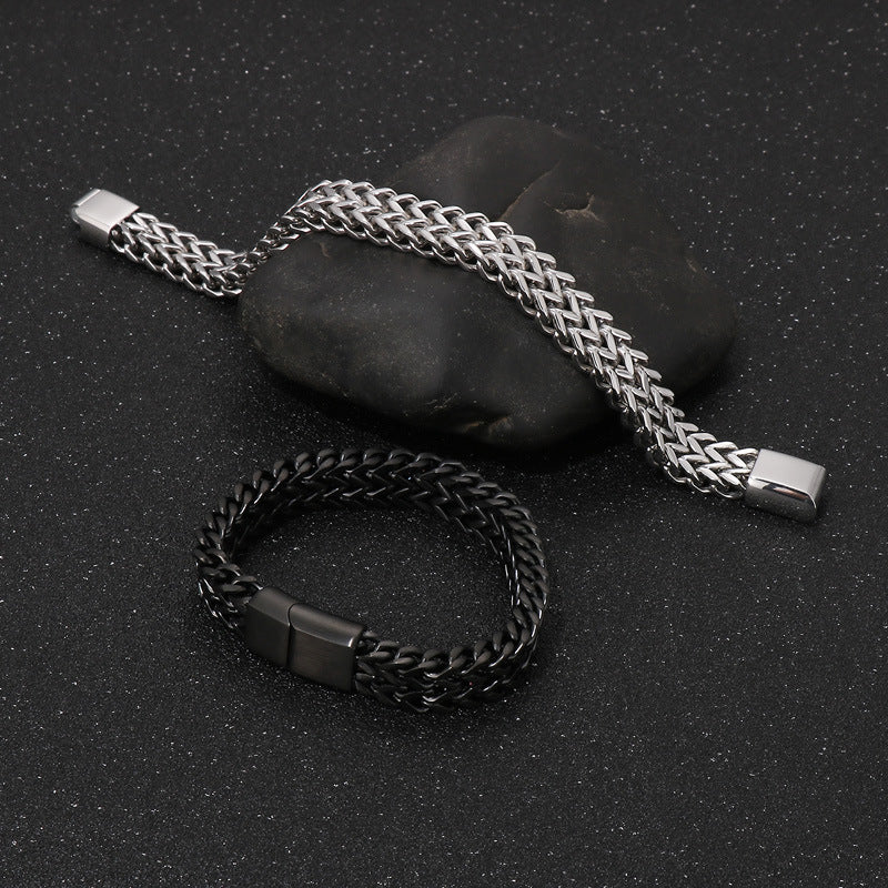 Titanium braided bracelet - two-row - simple men's jewelry