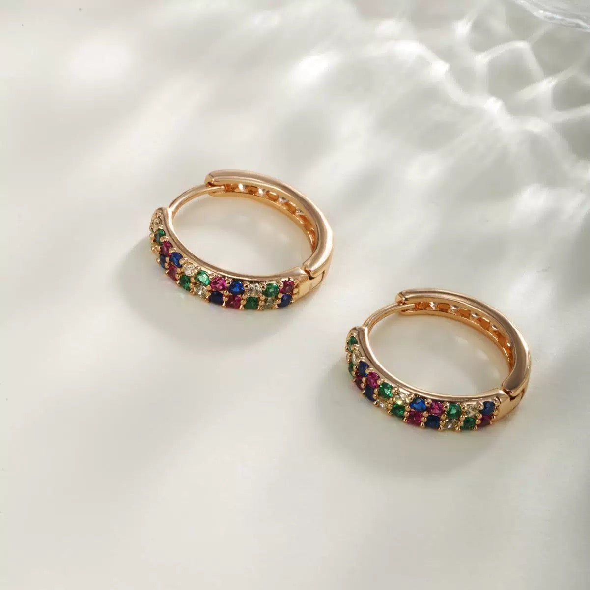Colored gemstone earrings - alloy gold-plated (silver stud earrings)