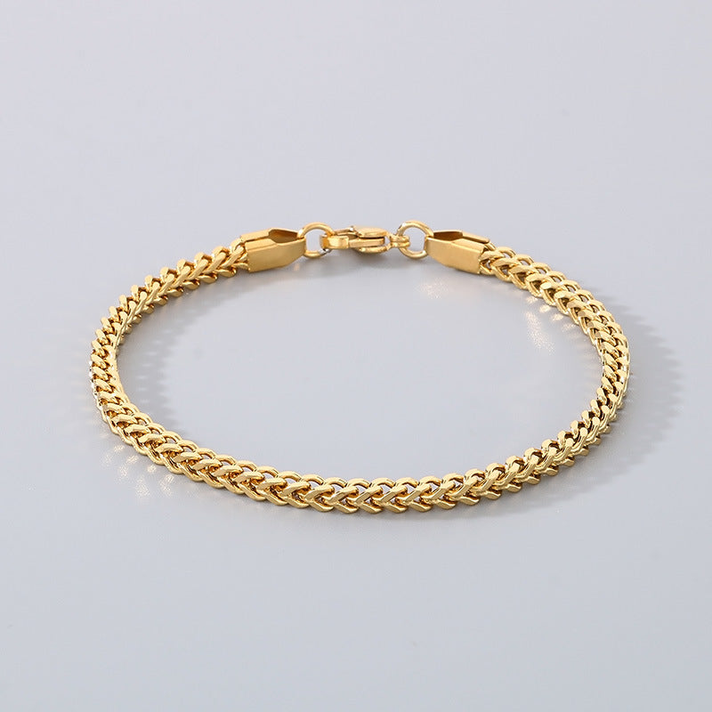 Minimalist Cuban chain bracelets for couples – with textured swirl pattern and high-gloss finish