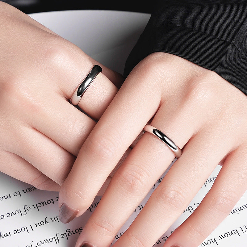 S925 Sterling Silver Couple Rings (Classic) - High-gloss polished, rhodium-plated white gold look | Optionally closed or adjustable
