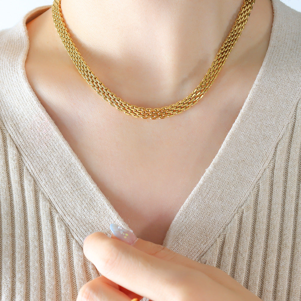 Retro braided stainless steel chain | High-gloss silver or 18k gold (2 colors)