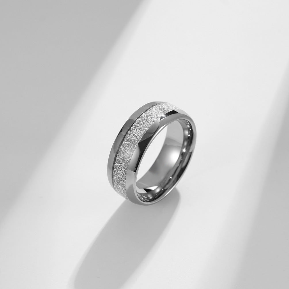 Geschwungener Wolframcarbid-Ring mit Kühlfaser-Einlage – Modernes Paarring-Set