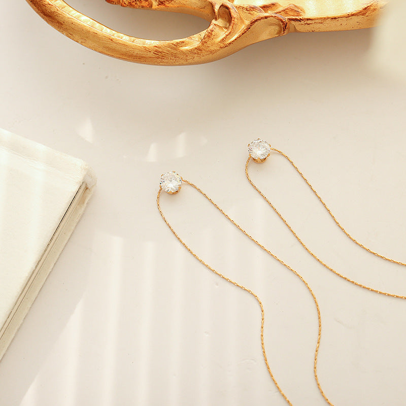 Romantic single zirconia necklace - gold-plated stainless steel or silver steel look