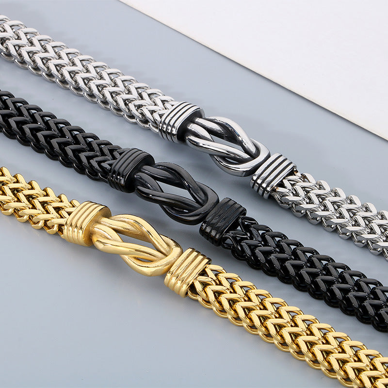 Men's stainless steel bracelet with a robust braided pattern - Timeless design for business & leisure