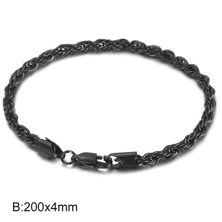 Men's bracelet made of 18k gold-plated stainless steel - braided twisted rope design
