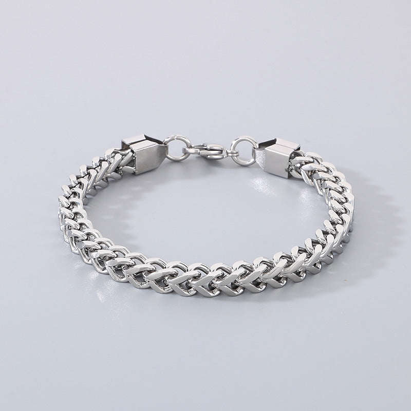 Minimalist Cuban chain bracelets for couples – with textured swirl pattern and high-gloss finish