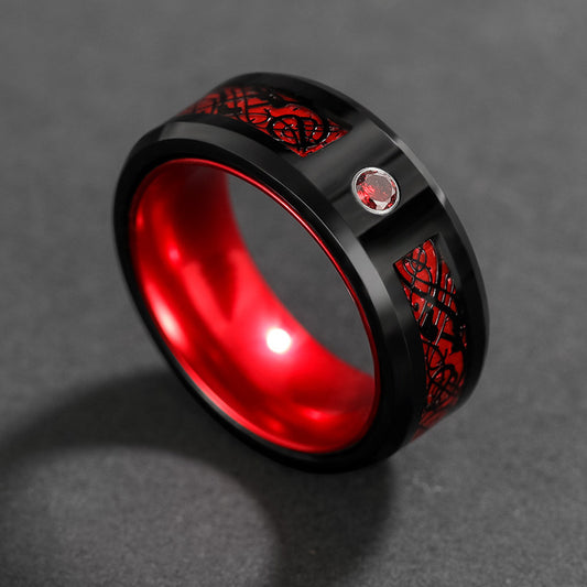 PIOWNN® 8mm Wolframcarbid-Ring mit Carbonfaser - Industrieller Herrenschmuck