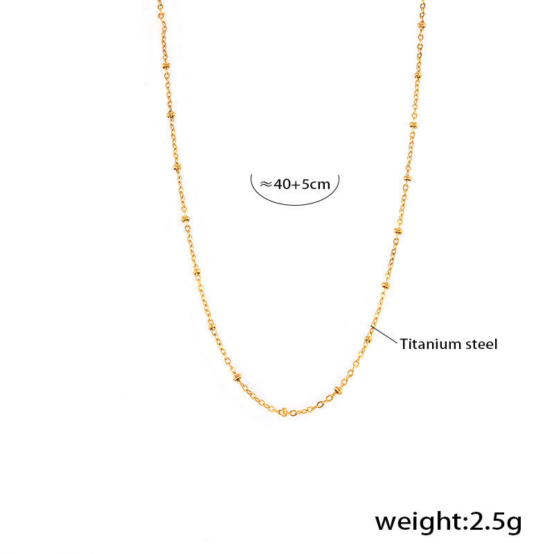 Double chain set: heart pendant with zirconia & cross chain with steel beads – 18K gold-plated or silver stainless steel