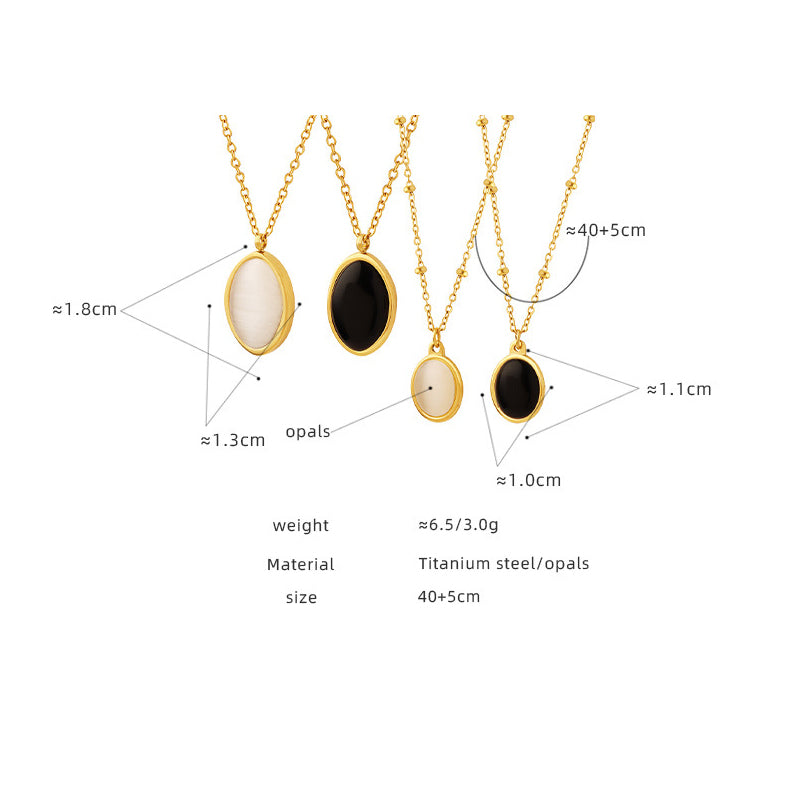 Retro chaton pendant necklace made of stainless steel | With cat's eye effect stone - 18K gold or high-gloss silver look