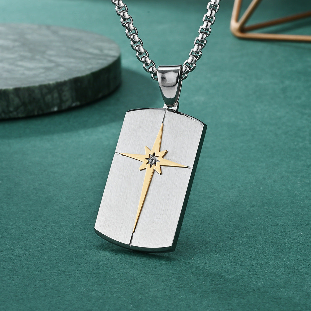 Minimalist hexagram pendant for men | 316L stainless steel with facet cut