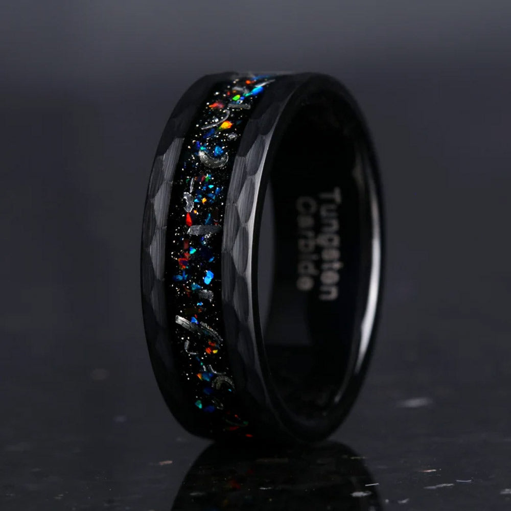 PIOWNN® Wolfram Ring – Geschmiedet mit Farbedelsteinen