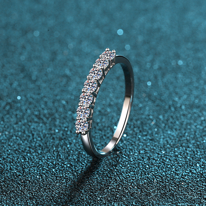 7-Princess Zirconia Ring (7 stones) – 925 Sterling silver rhodium-plated