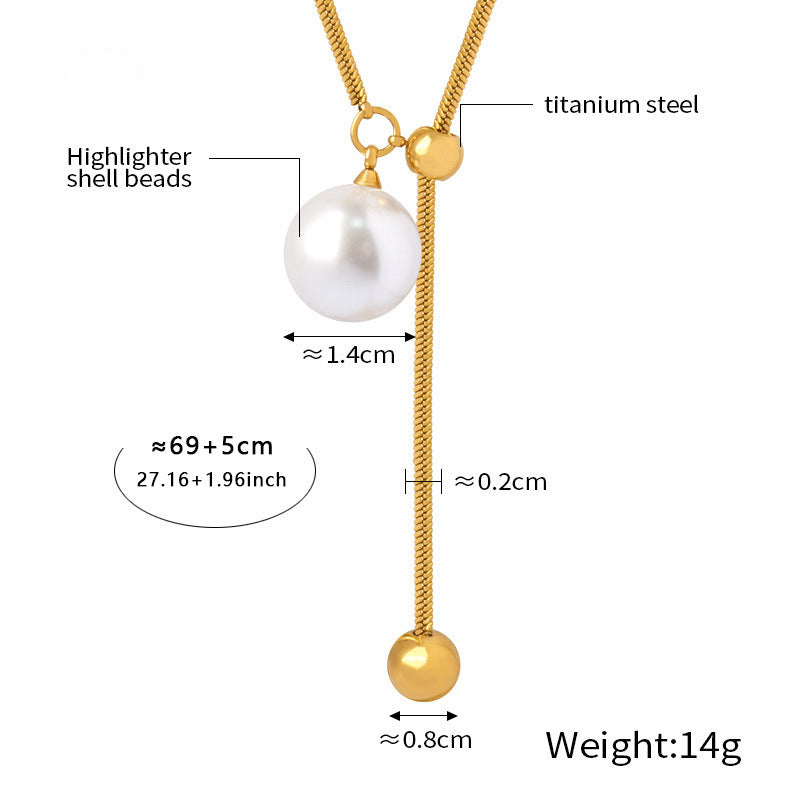 Mother-of-pearl pendant necklace | Stainless steel with 18K gold or high-gloss silver - Elegant piece of jewelry