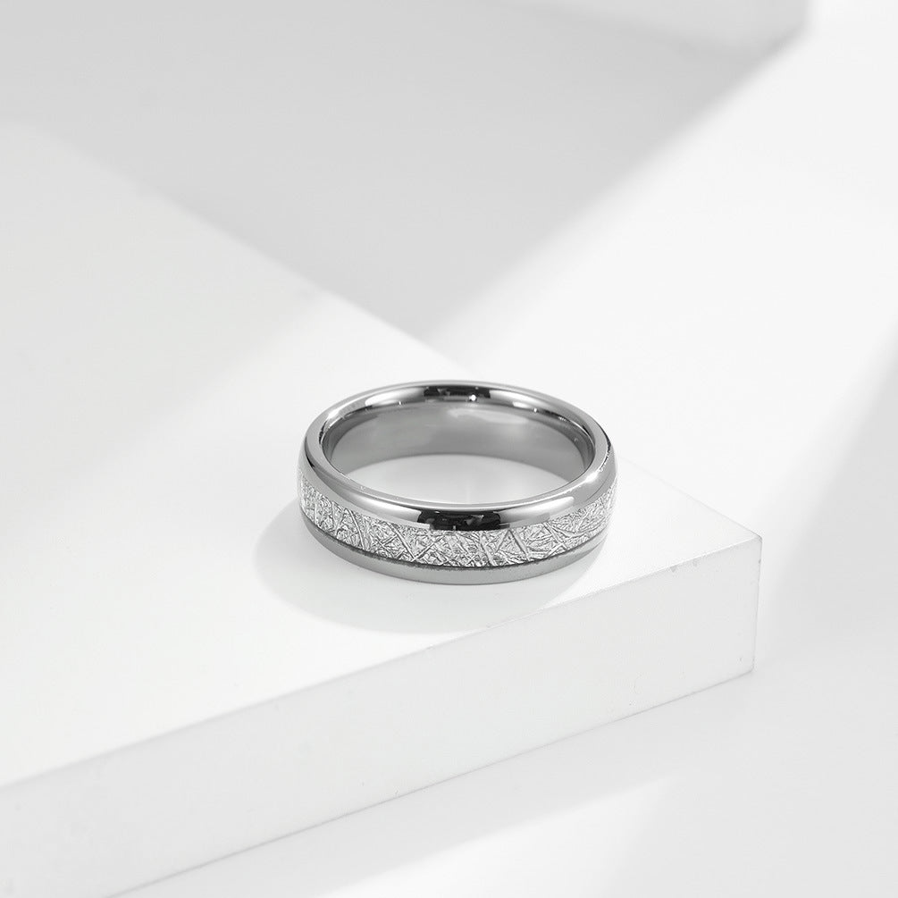 Geschwungener Wolframcarbid-Ring mit Kühlfaser-Einlage – Modernes Paarring-Set