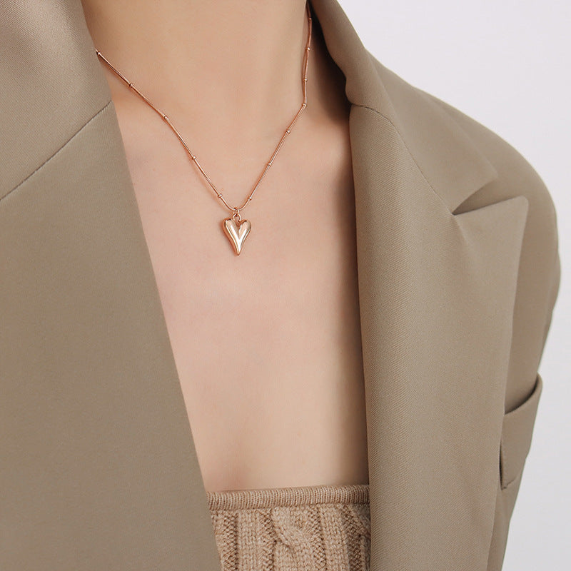 Minimalist Heart Pendant Necklace - 18K Real Gold Plating / Stainless Steel / Rose Gold (3 Colors)