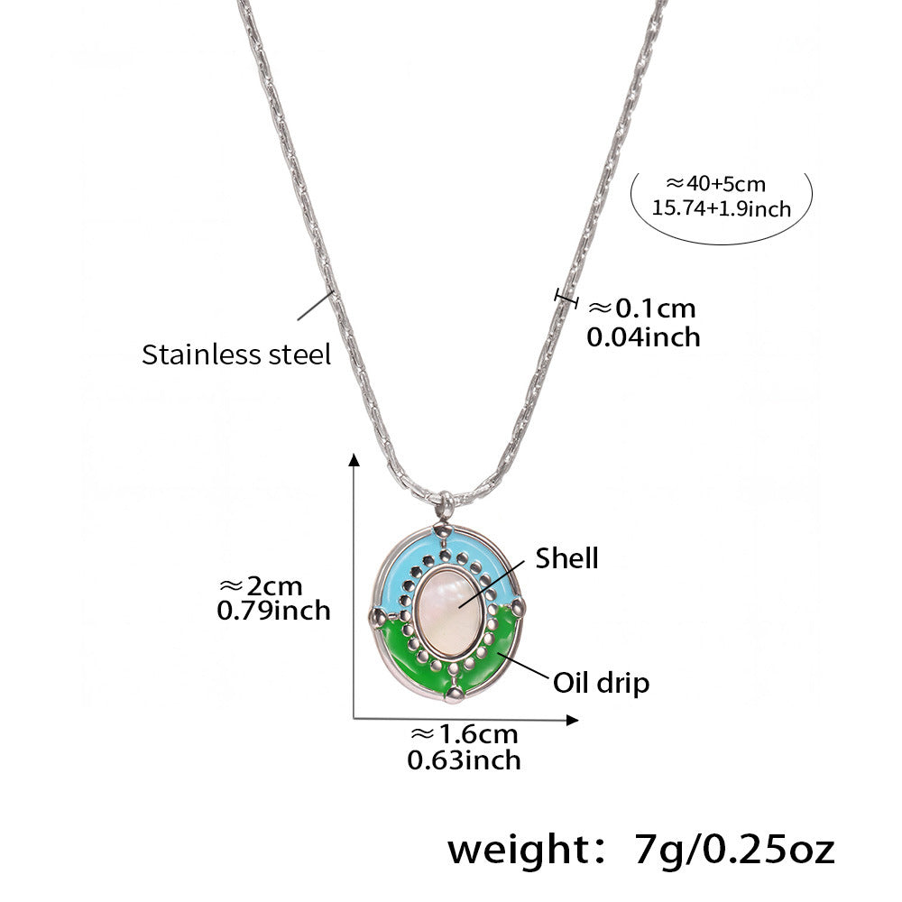 Natural shell necklace with lacquer finish – stainless steel in silver look
