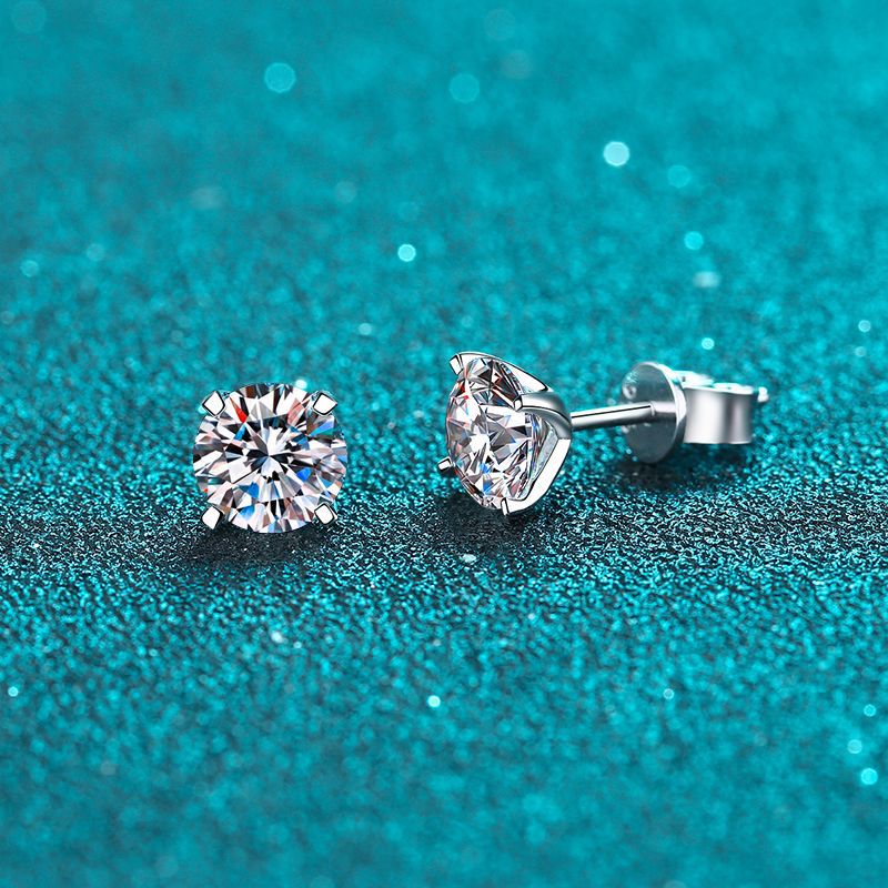 S925 Sterling Silver Stud Earrings with 4-Prong Setting – 4mm|5mm|6.5mm Cubic Zirconia – Rhodium-Plated