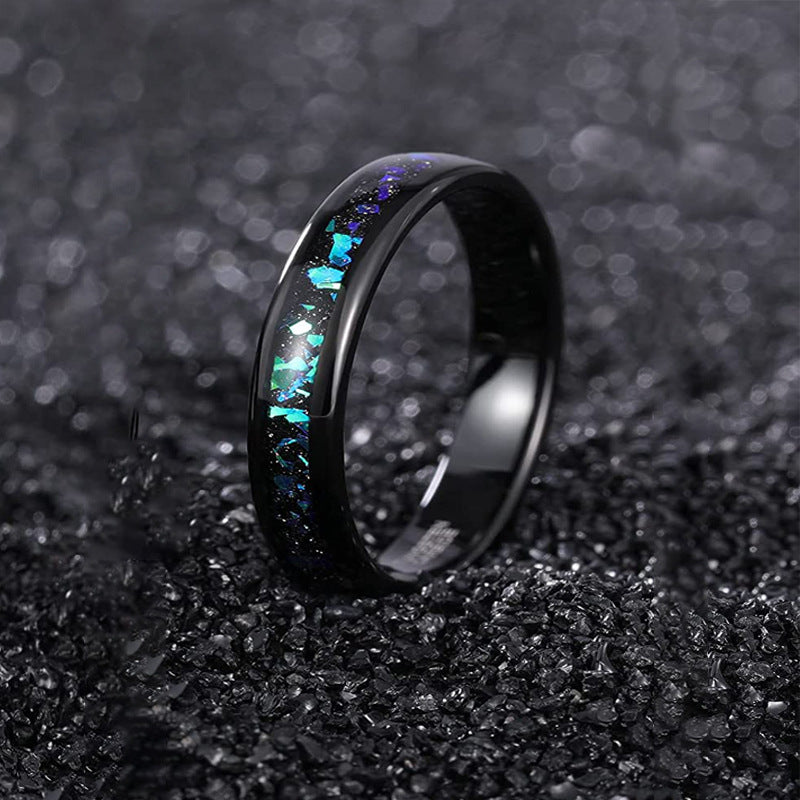 Wolfram-Partnerringe mit blauer Opal-Einlage
