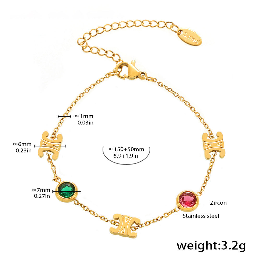 Elegant zircon jewelry set (necklace + bracelet) made of steel - PVD gold-plated in 2 colors | Gold & silver | High-quality women's jewelry gift