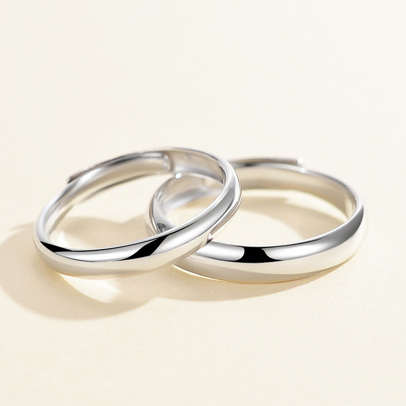S925 Sterling Silver Couple Rings (Classic) - High-gloss polished, rhodium-plated white gold look | Optionally closed or adjustable