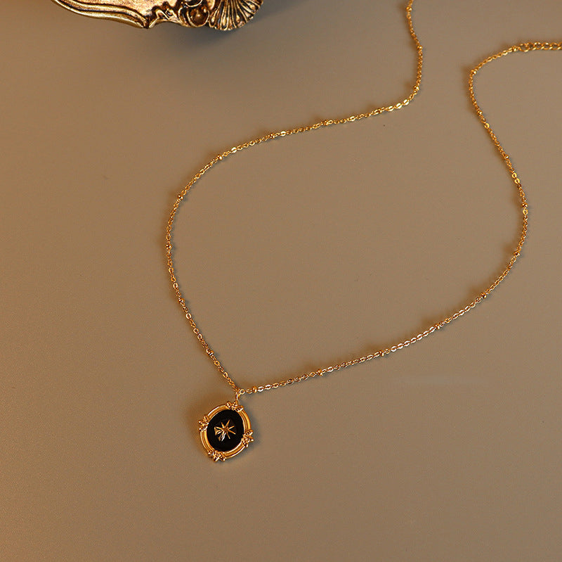 French Court Style Hexagram Pendant | Stainless Steel Chain with 18K Gold Plating or High-Polish Silver Finish - Royal Elegance