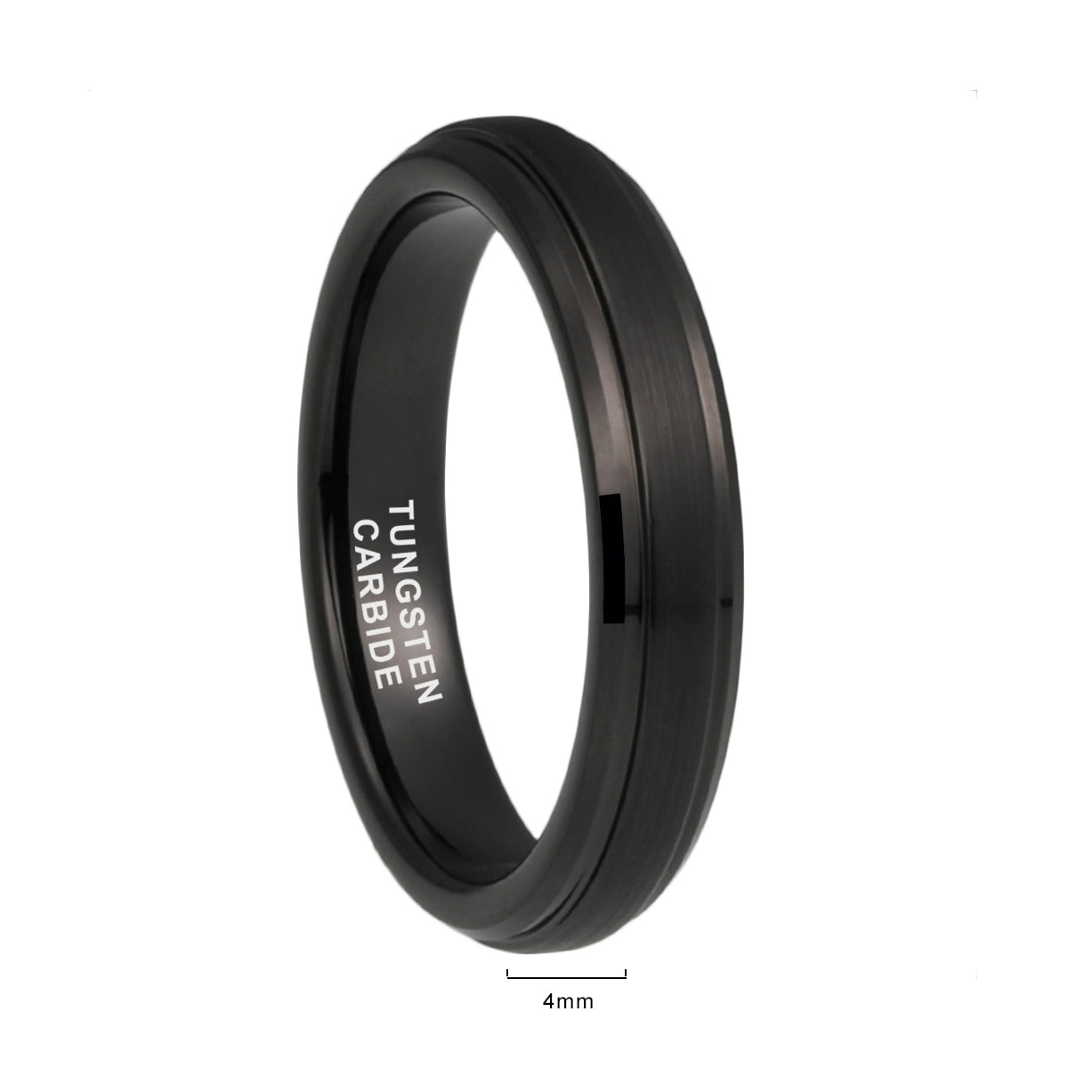Wolframstahl-Ring mit schwarzer Sandstrahl-Optik (Mittelteil) – Kratzfest & Modern