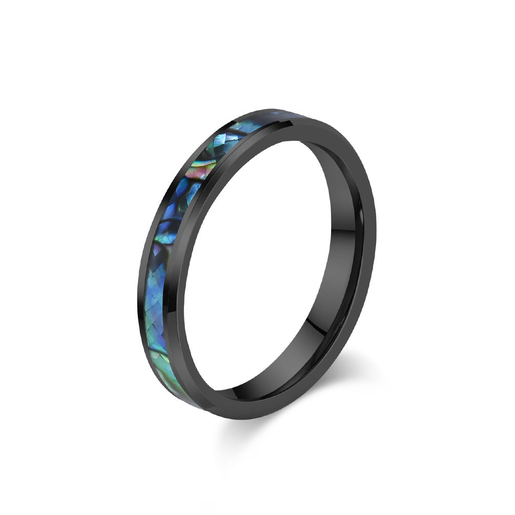 Wolframkarbid Paarringe mit Abalone-Einlage - Edle Partnerringe in Titanoptik - Kratzfeste Hochzeitsringe für Paare - Moderner Unisex-Schmuck