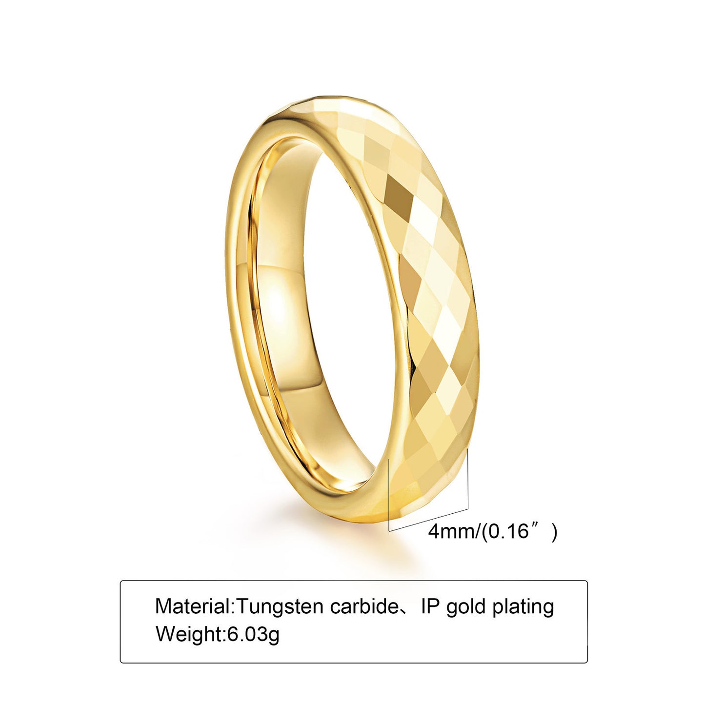 Facettierter Wolframcarbid-Paarring – Modernes Polygon-Design