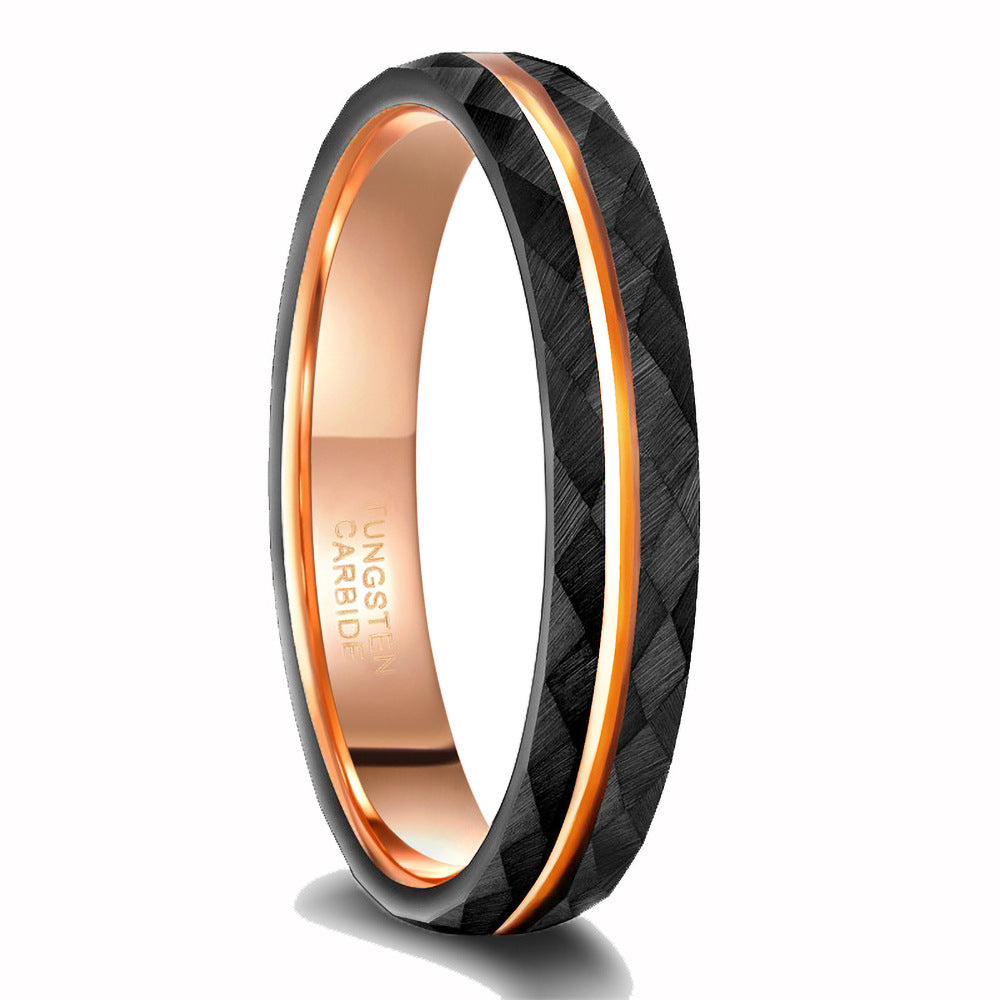 Tungsten steel diamond pattern couple rings by PIOWNN®