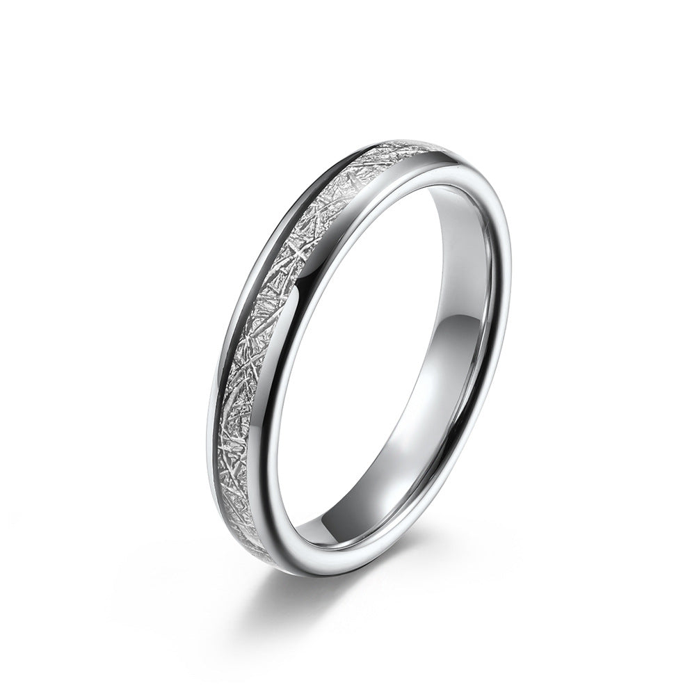 Geschwungener Wolframcarbid-Ring mit Kühlfaser-Einlage – Modernes Paarring-Set