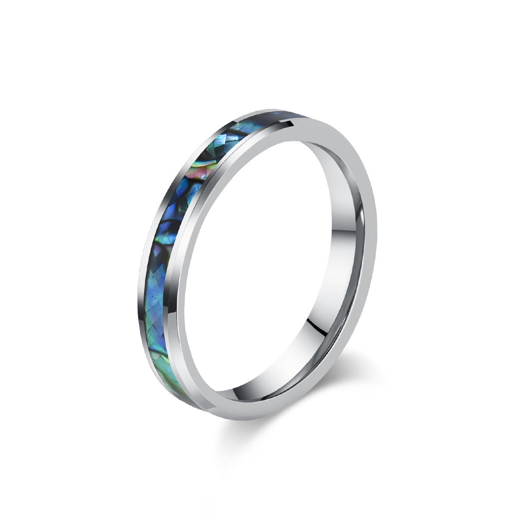 Wolframkarbid Paarringe mit Abalone-Einlage - Edle Partnerringe in Titanoptik - Kratzfeste Hochzeitsringe für Paare - Moderner Unisex-Schmuck