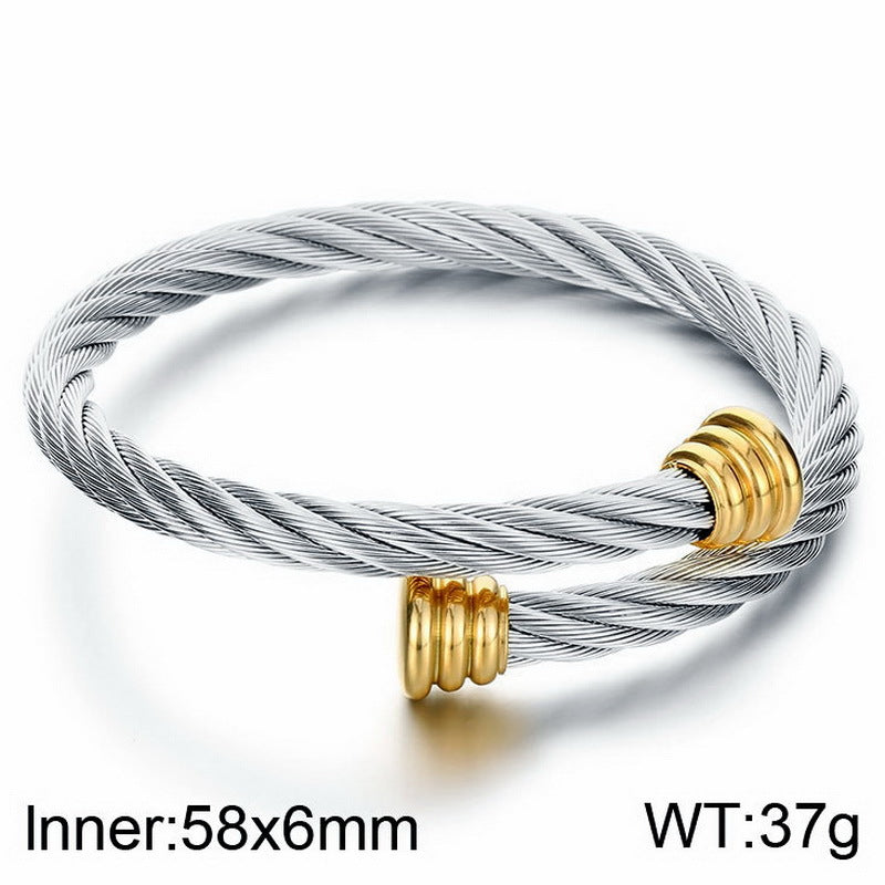 Stainless steel bracelet with cable braid design – Open clasp for a stylish look