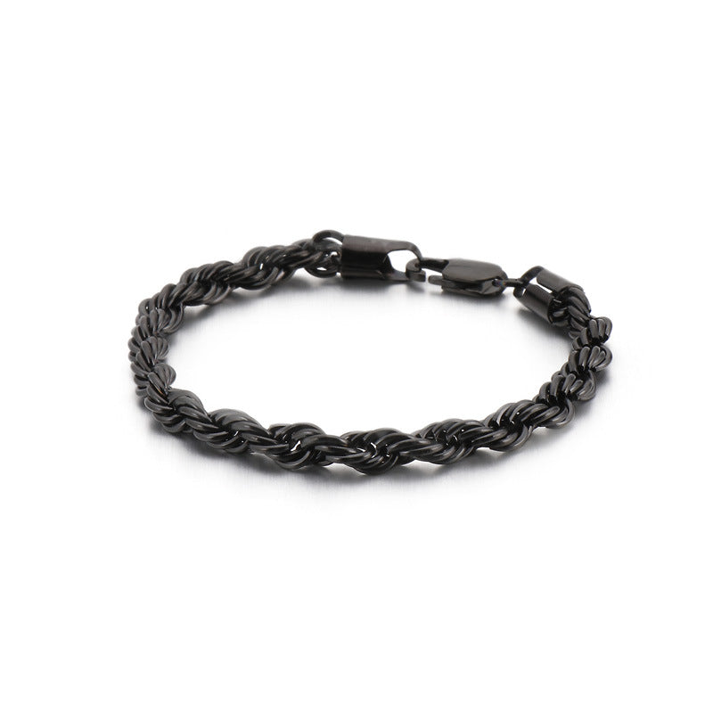 Men's bracelet made of 18k gold-plated stainless steel - braided twisted rope design