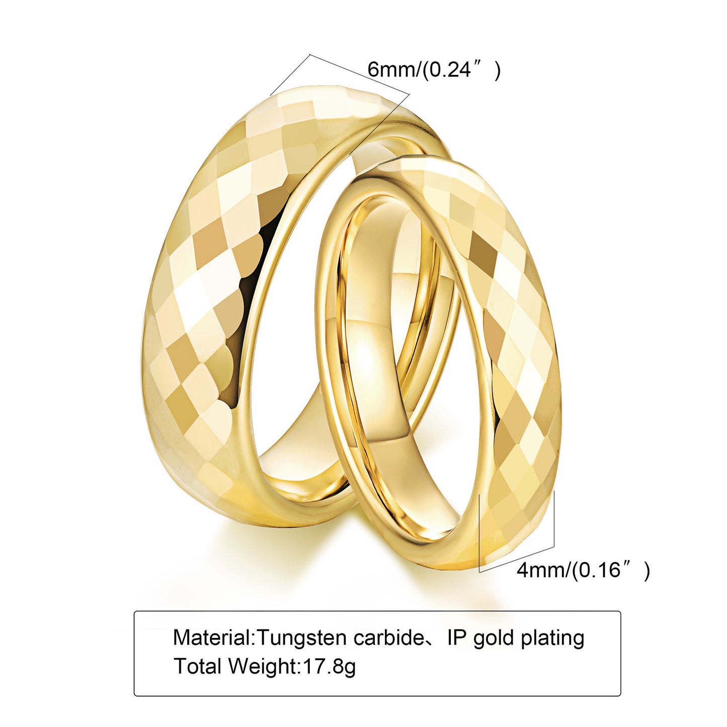 Facettierter Wolframcarbid-Paarring – Modernes Polygon-Design
