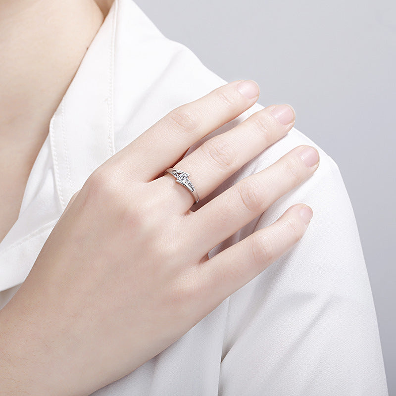 True love lasts a lifetime - Couple rings made of S925 Sterling silver rhodium-plated (white gold look) with sparkling zirconia stones