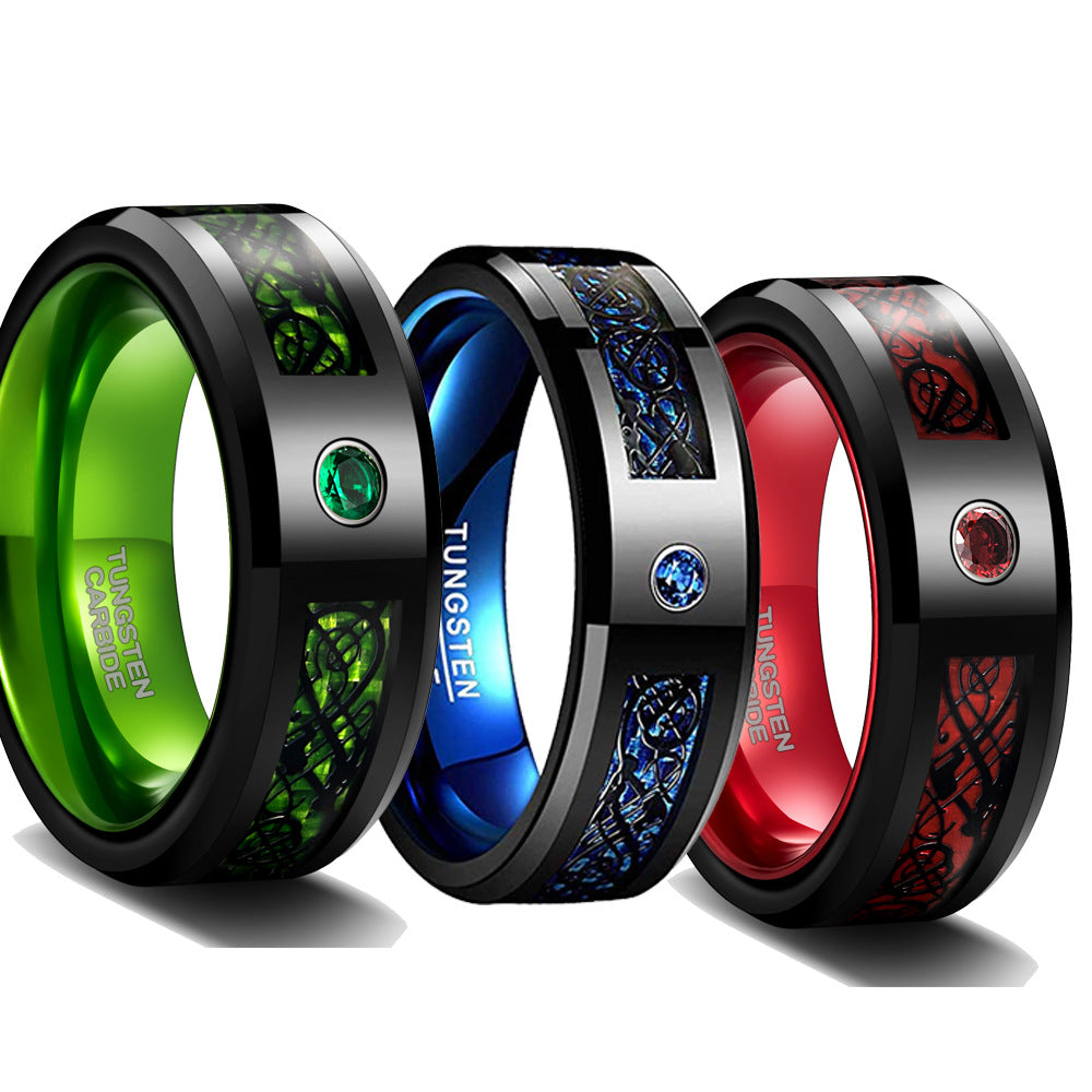 PIOWNN® 8mm Wolframcarbid-Ring mit Carbonfaser - Industrieller Herrenschmuck