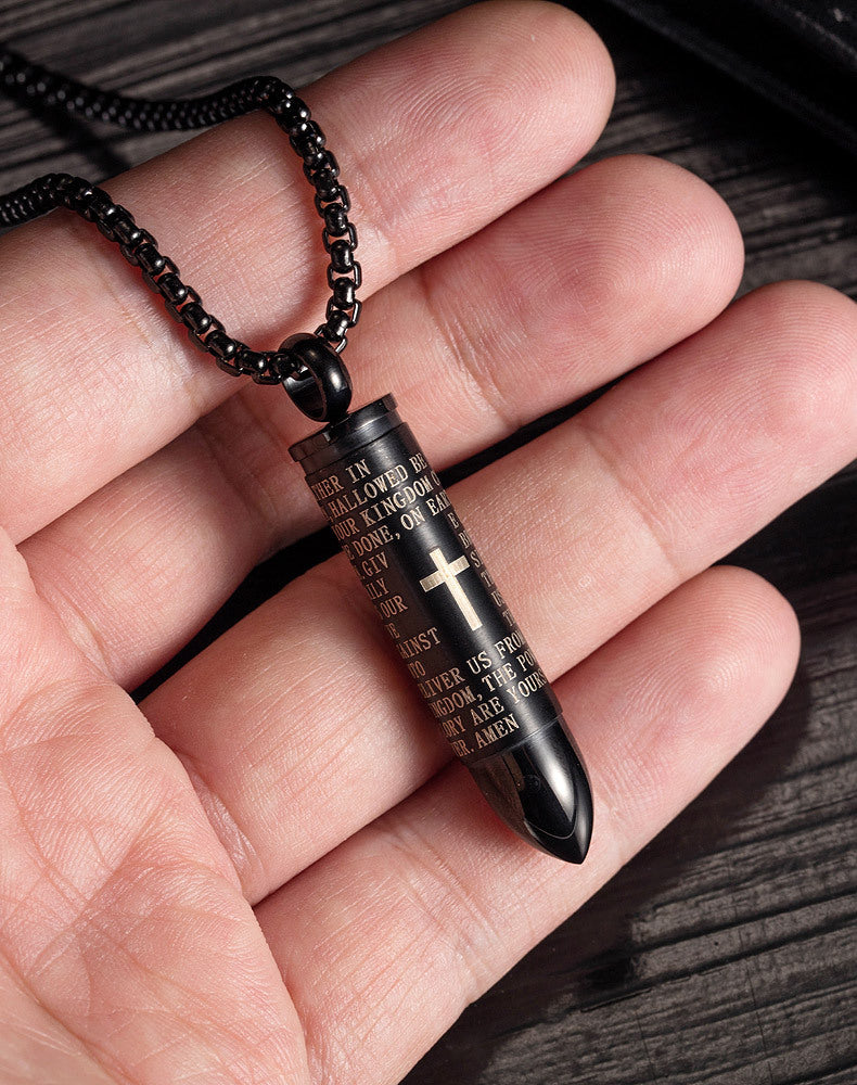 Modern cartridge pendant (screw-on) | Stainless steel necklace for men - Trendy ammunition look