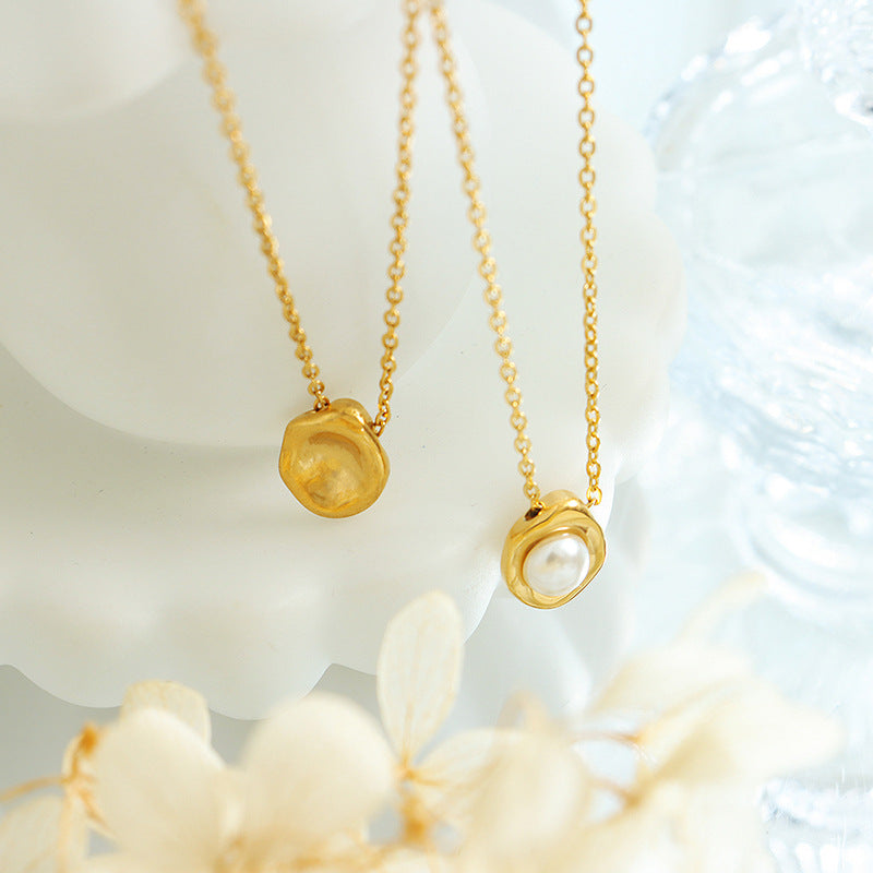 Shell pearl necklace made of stainless steel | 18K gold-plated or high-gloss silver look