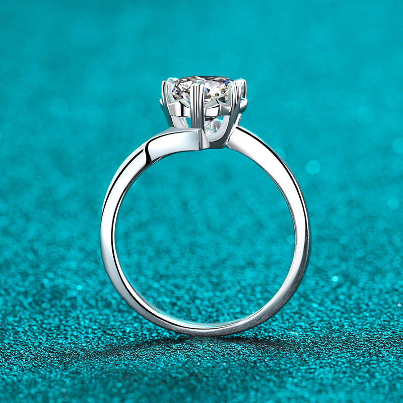 Snowflake zirconia ring with cable band – 925 silver rhodium-plated | 5mm 6.5mm 8mm | Fine women's jewelry gift
