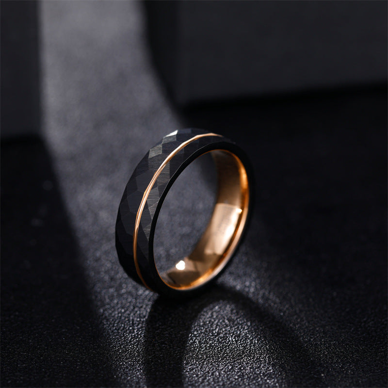 Tungsten steel diamond pattern couple rings by PIOWNN®