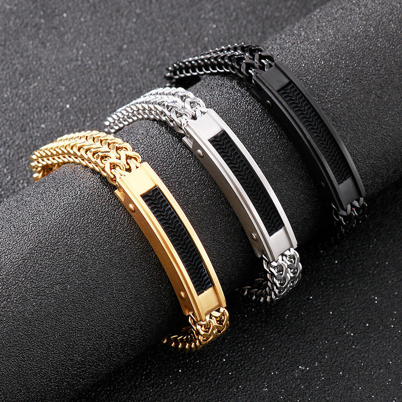Punk bracelet for men made of stainless steel cube chain with magnetic clasp – Robust & Rebellious