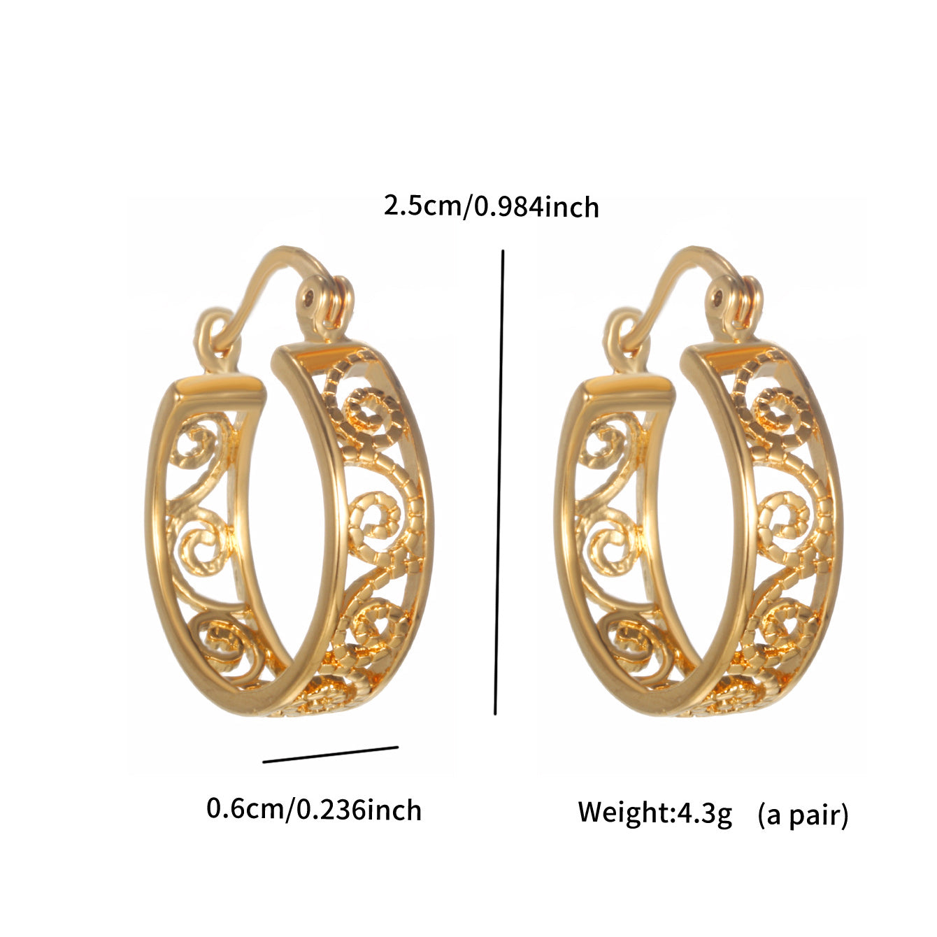 Openwork flower earrings - copper alloy gold-plated