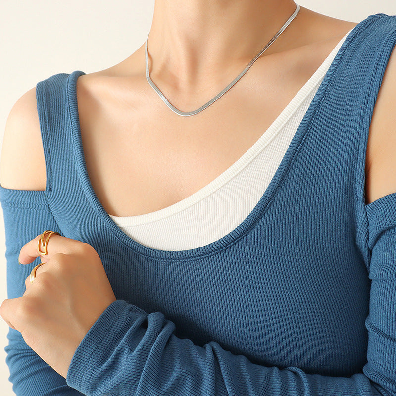 Minimalist chain link necklace (clavicle & classic) + bracelet - gold-plated & stainless steel look