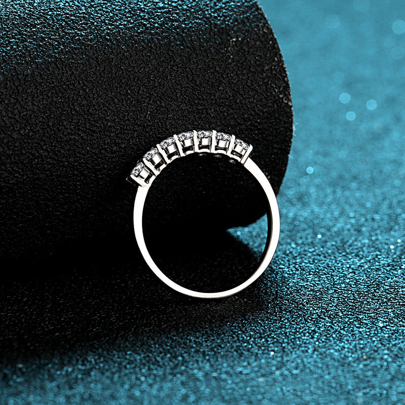 7-Princess Zirconia Ring (7 stones) – 925 Sterling silver rhodium-plated