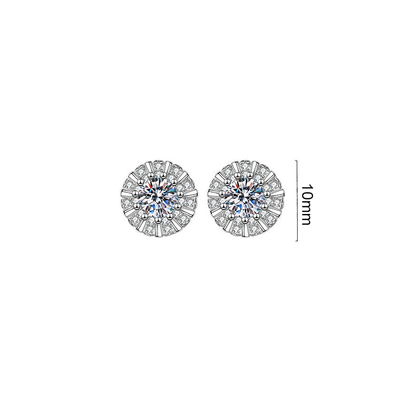 Sunflower earrings - copper rhodium-plated (white gold look) with silver studs - Elegant & stylish accessories