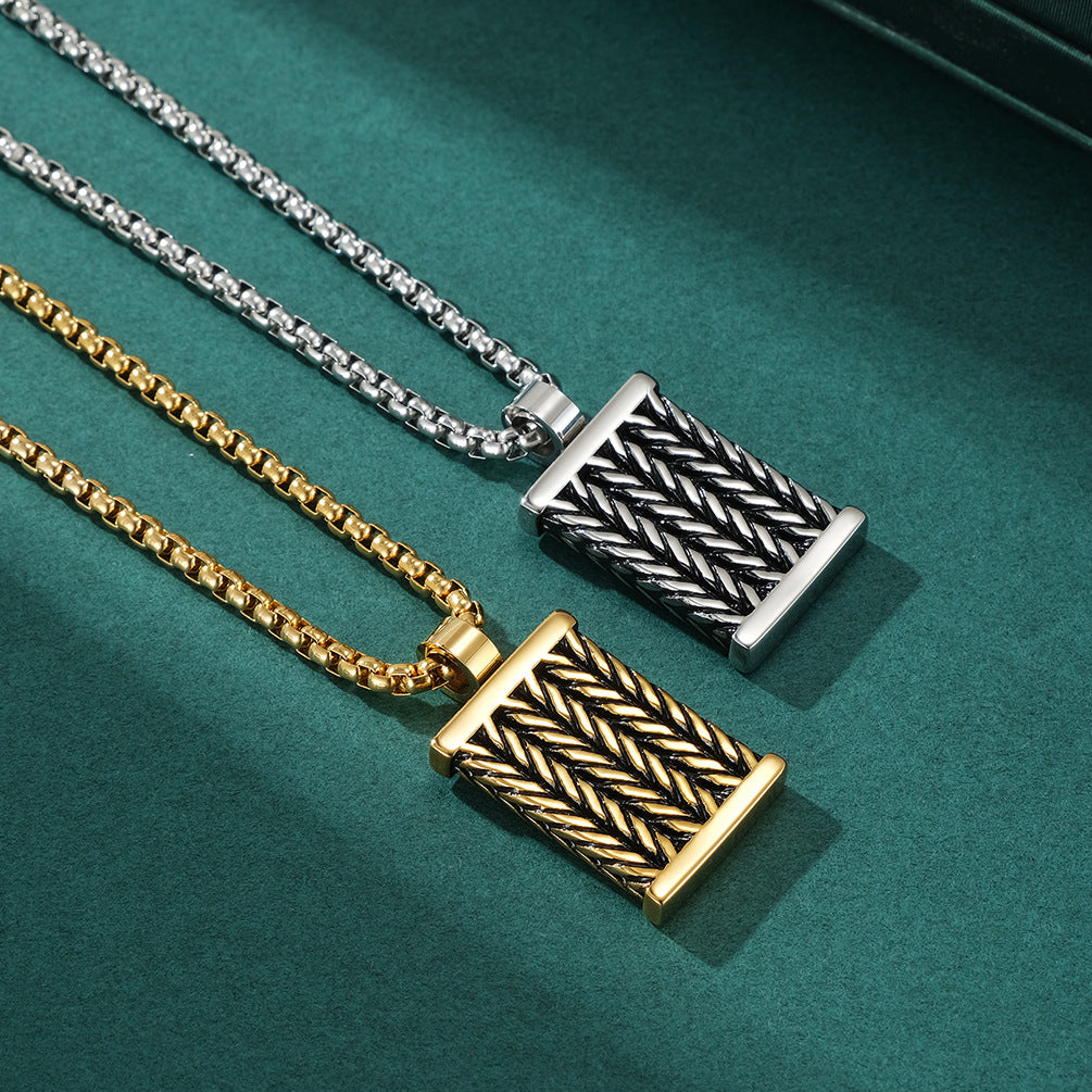 Hand-twisted men's necklace | 316L stainless steel with forged texture - industrial style