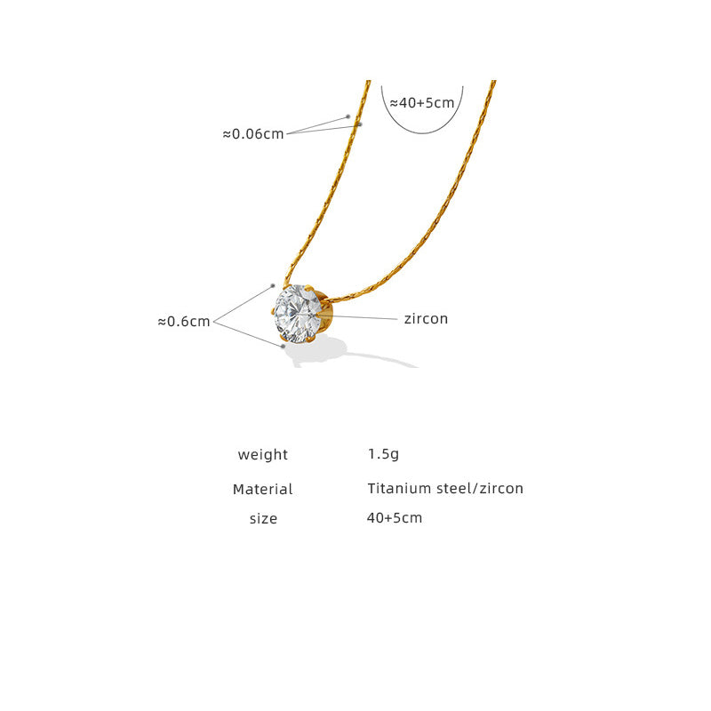 Romantic single zirconia necklace - gold-plated stainless steel or silver steel look