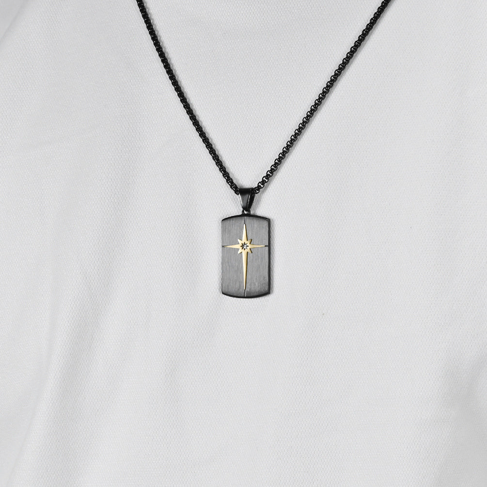 Minimalist hexagram pendant for men | 316L stainless steel with facet cut
