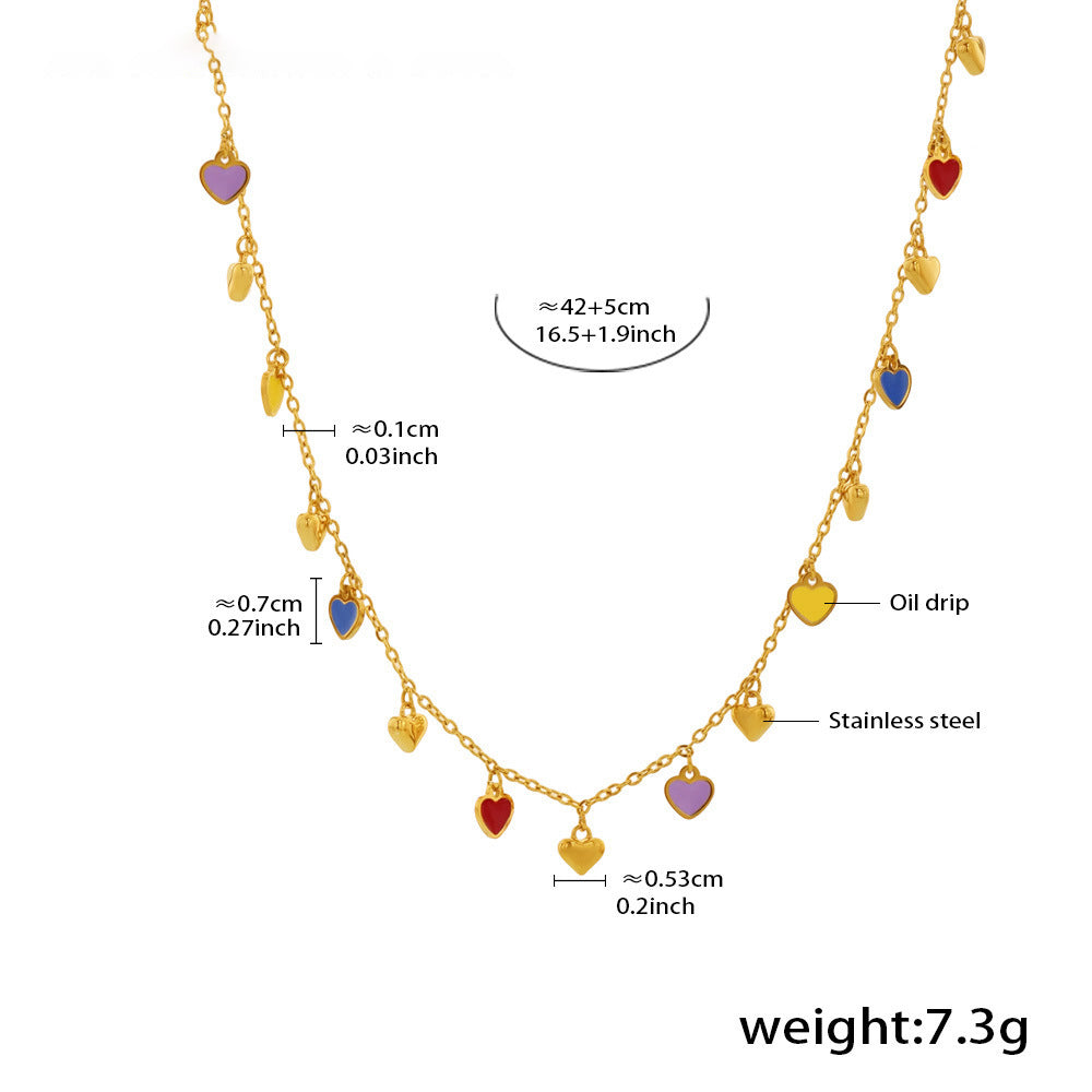 Multicolored Green Heart Collection – 18K gold-plated stainless steel jewelry as a bracelet or necklace (available in gold or silver finish)