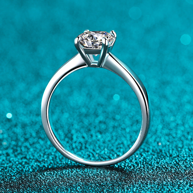 Four-claw zirconia ring (5mm|6.5mm|8mm) made of 925 silver with rhodium plating
